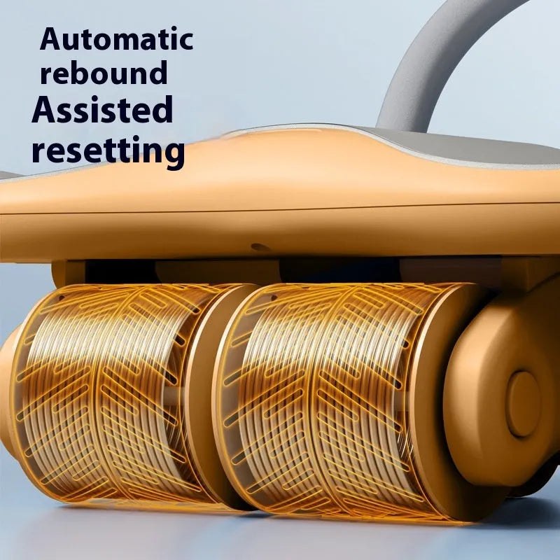 Three-wheel abdominal exercise wheel with automatic rebound mechanism and included kneepad in black colour