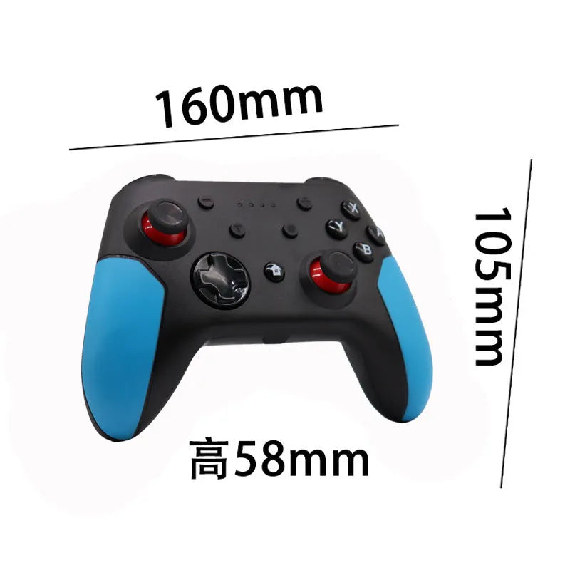 Bluetooth Switch gamepad controller in left blue right red colours showing button layout