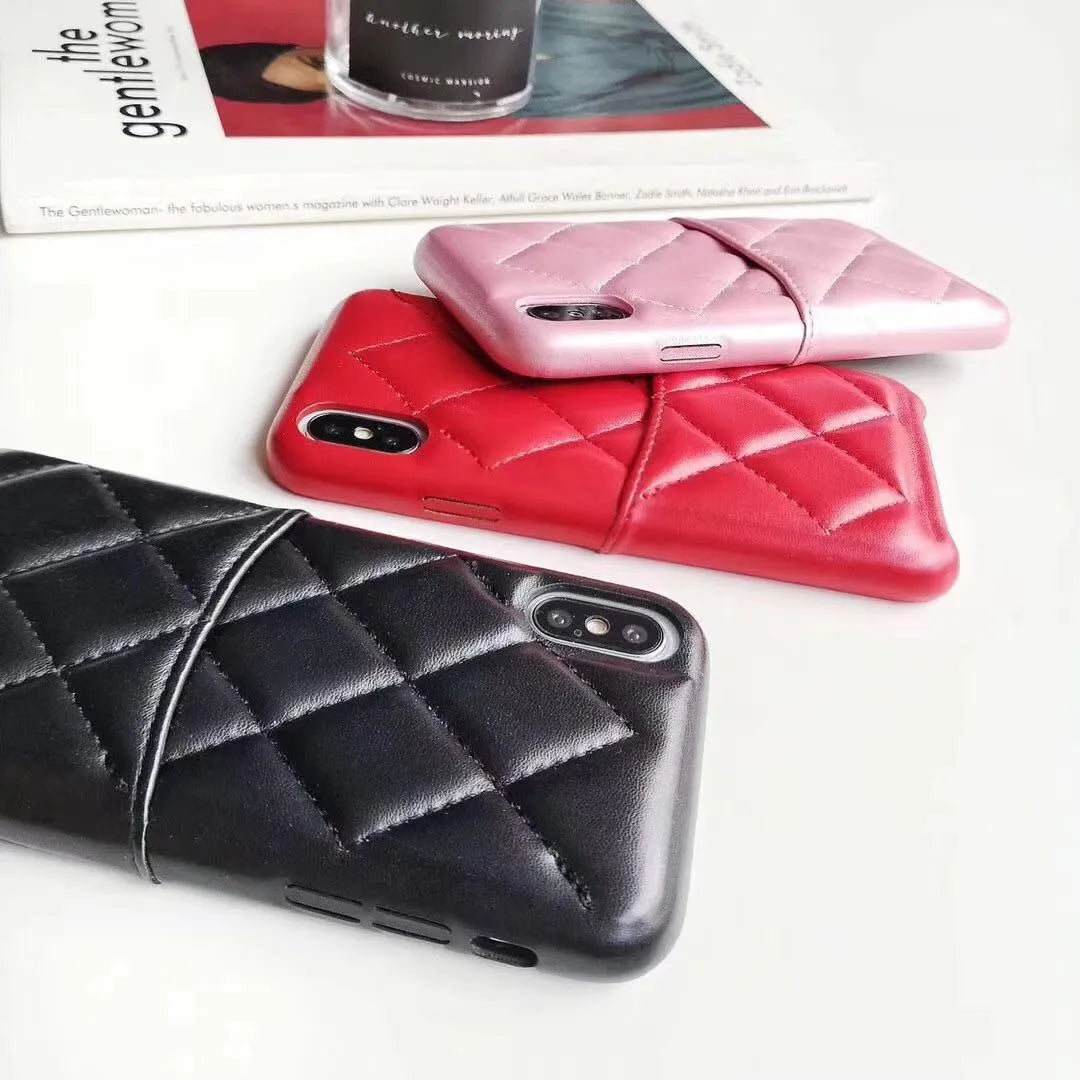 Black leather mobile phone case compatible with iPhone XS Max and other iPhone models