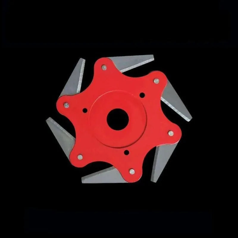 Multi-leaf cast steel mowing head blades with red six-leaf lightweight knife on grass trimmer