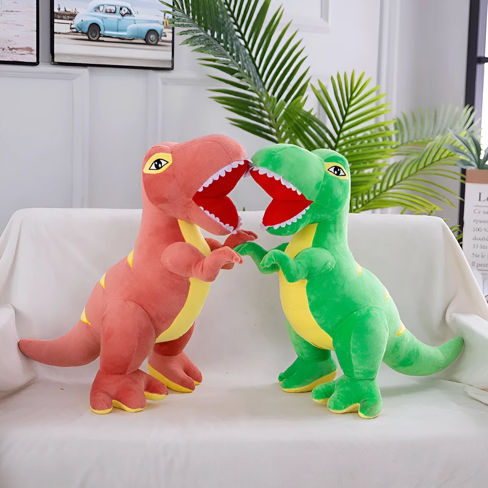 Soft plush dinosaur toy for children sleep comfort, blue colour, short plush fabric, 45cm height