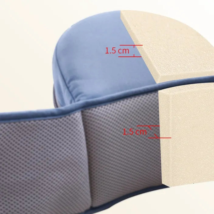 Baby carrier waist stool in cotton and polyester with padded waist belt, 35° hipseat and front zipper bag
