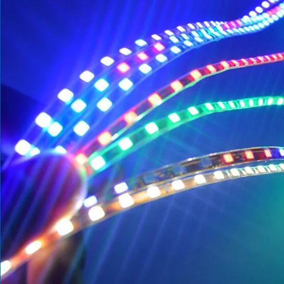 12V LED strip light for car decoration, soft flexible colour lamp in blue or red, 90cm to 150cm