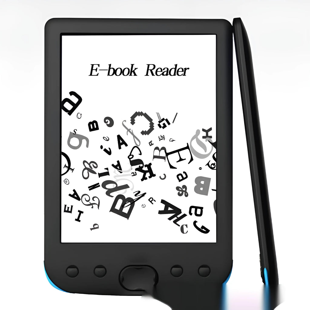 Black 6-inch E-ink screen e-book reader with configurable storage options