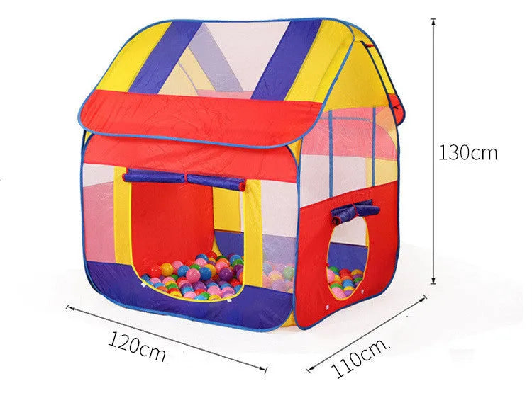 Children's play tent 120 x 120 x 130 cm polyester fabric with roll-up curtain in blue or pink