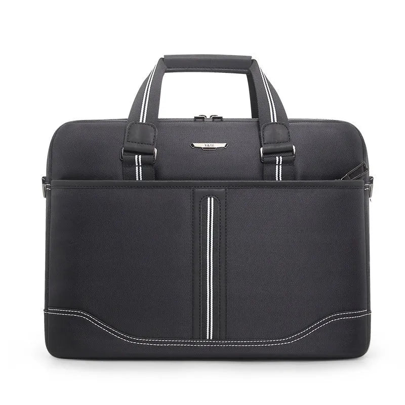 Men's black Oxford cloth large capacity laptop bag 16-inch with soft handle and anti-seismic padding