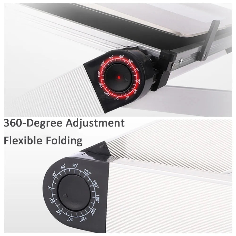 Foldable laptop stand in aluminium alloy and MDF, black and white option, with adjustable angle
