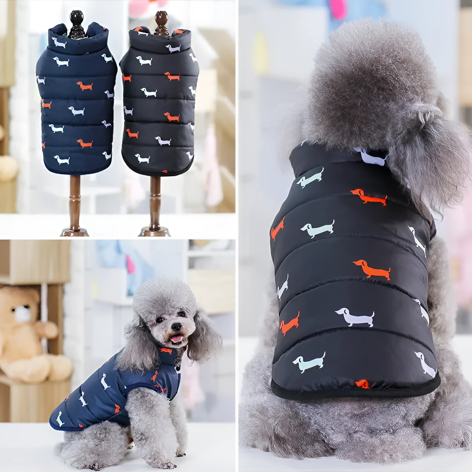 Cotton dog vest in black and navy blue sizes S to XXL for casual pet wear