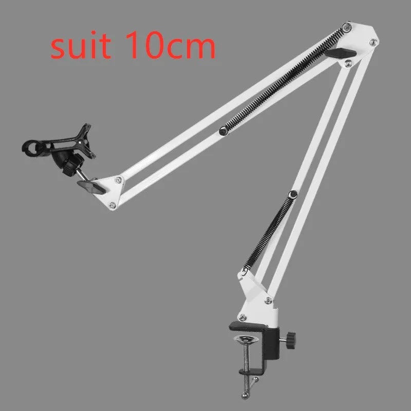 Adjustable black phone tablet stand on desktop holding mobile device at viewing angle