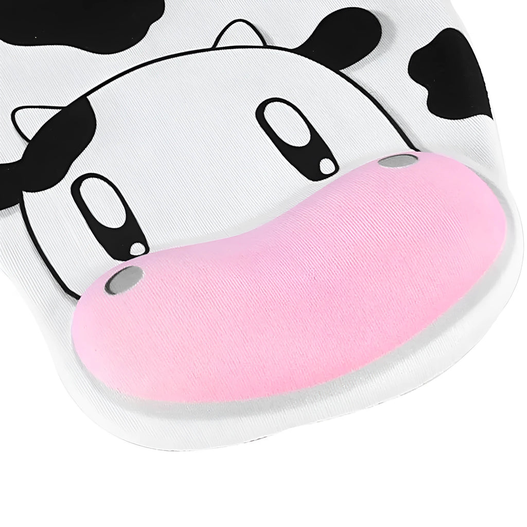Cow silicone wrist rest mouse pad with super soft hand rest, non-slip base, injection-moulded surface