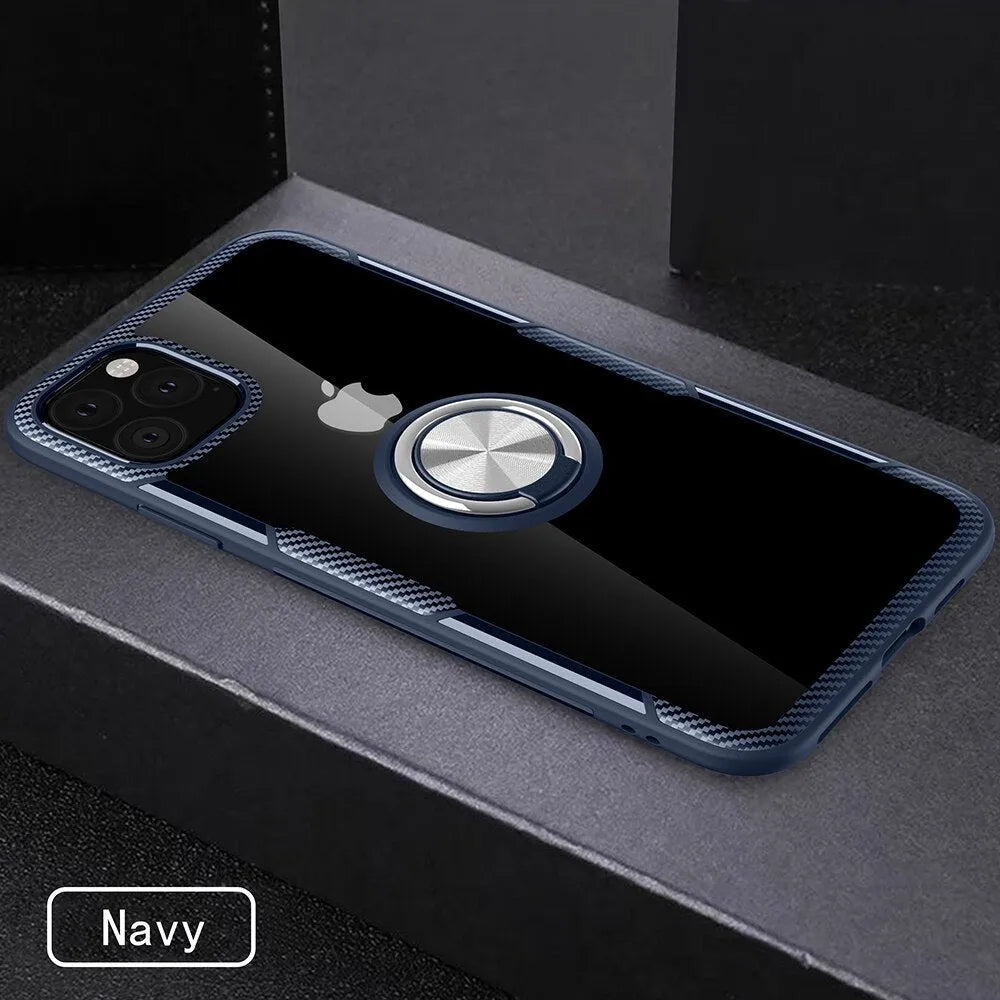 Black polycarbonate iPhone back cover case showing precise cutouts for camera and ports