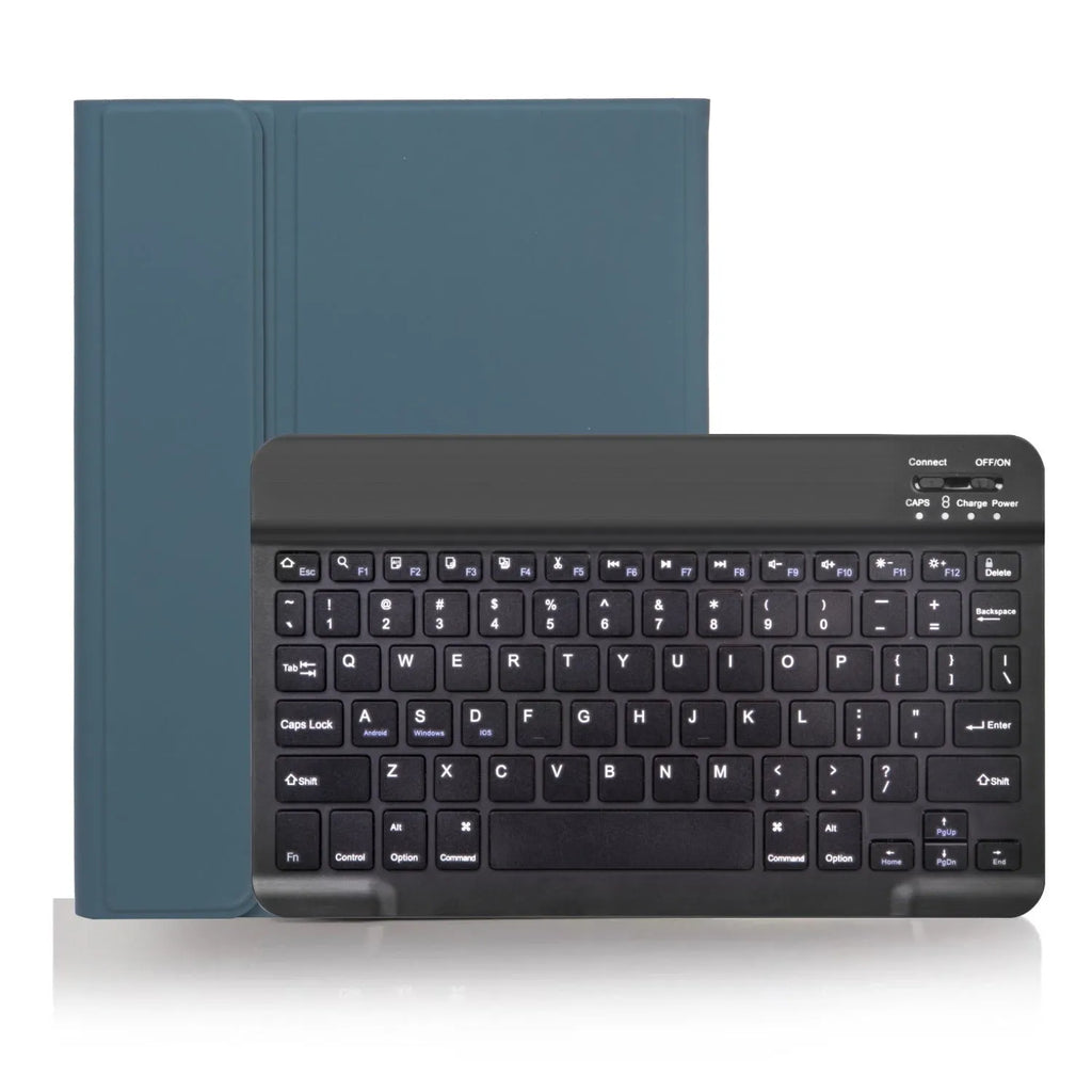 External Bluetooth keyboard with split leather case in green black colour