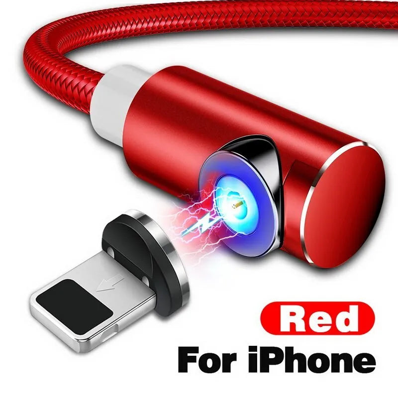 Black magnetic USB charging cable with aluminium connectors for Micro USB, Type C, and Lightning phones.