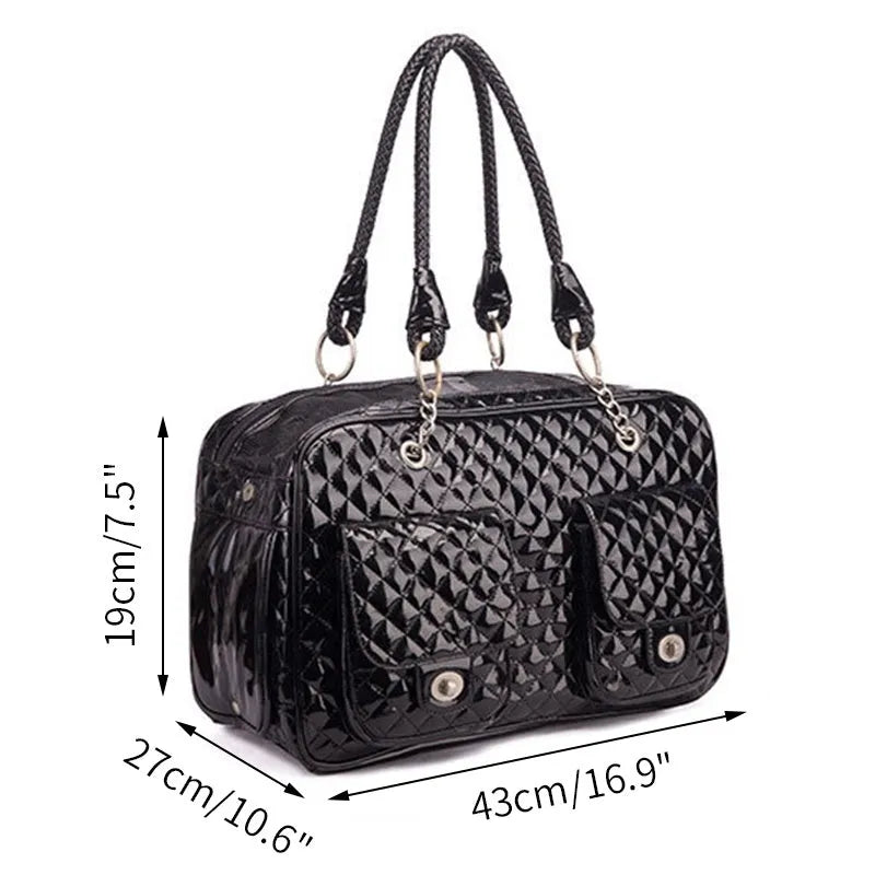 Portable pet bag for Teddy pets made from PVC material, medium hardness, black colour option