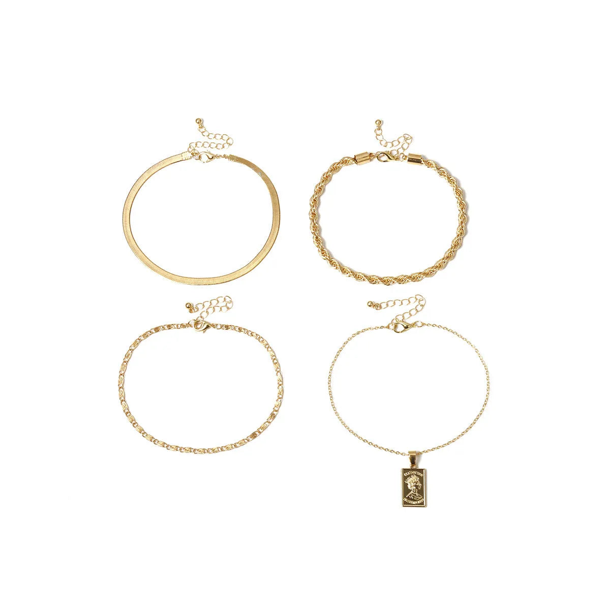 Golden geometric alloy electroplated anklet for women simple style hip hop footwear accessory