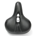 Black leather mountain bike saddle with standard rails for seat post mounting