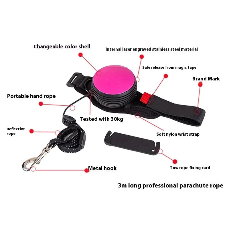 3-metre explosion-proof retractable dog leash in bright colours with automatic retraction mechanism