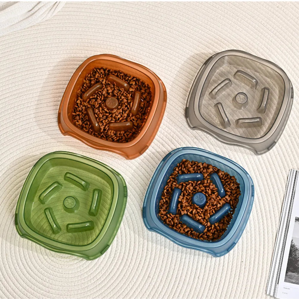 Pet dog slow feeder anti-choking bowl with maze pattern in multiple colour options