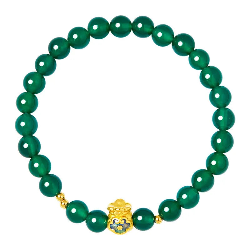 Green turquoise bead bracelet with 8mm geometric beads and silver accent