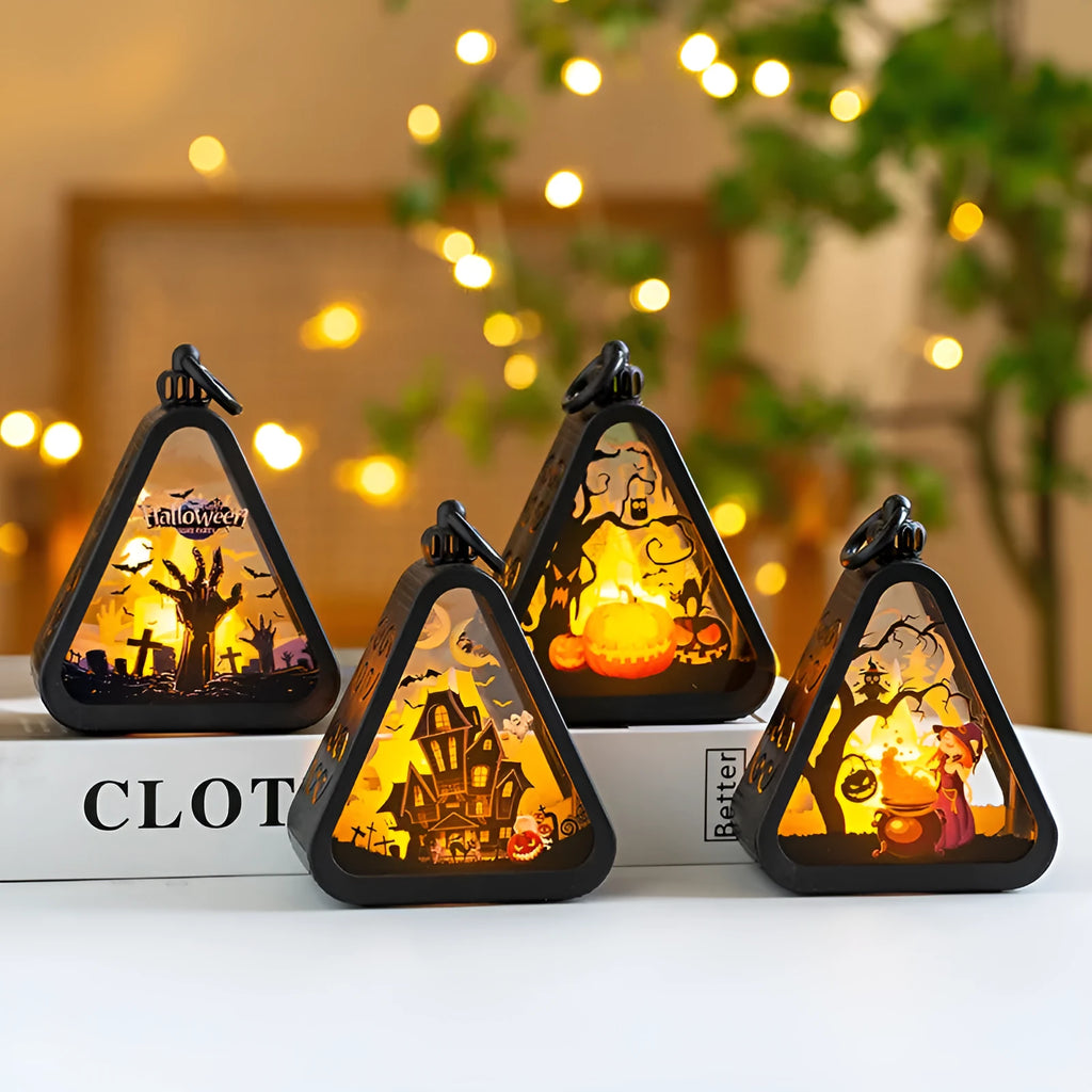 Portable Halloween pumpkin lamp decoration in a choice of four colour designs.