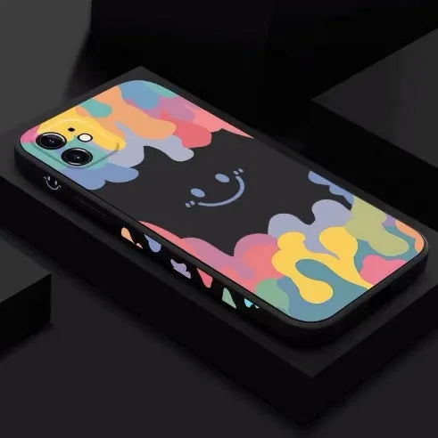 Silicone watercolour phone case in light blue, soft TPU back cover for iPhone
