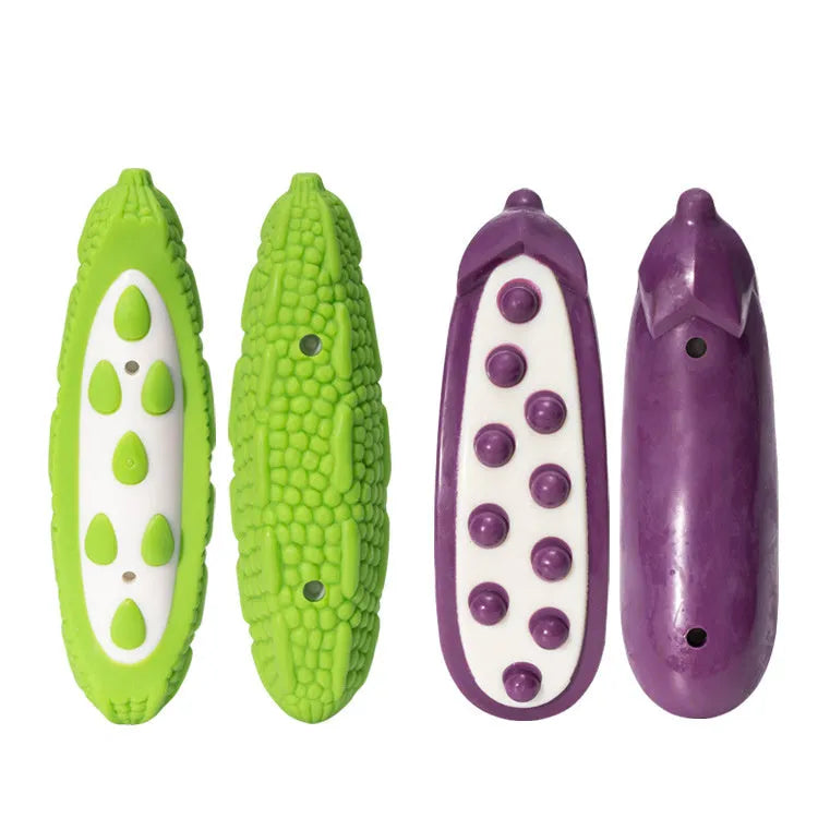 Green and purple simulation dog chew toys for large dogs and teething puppies