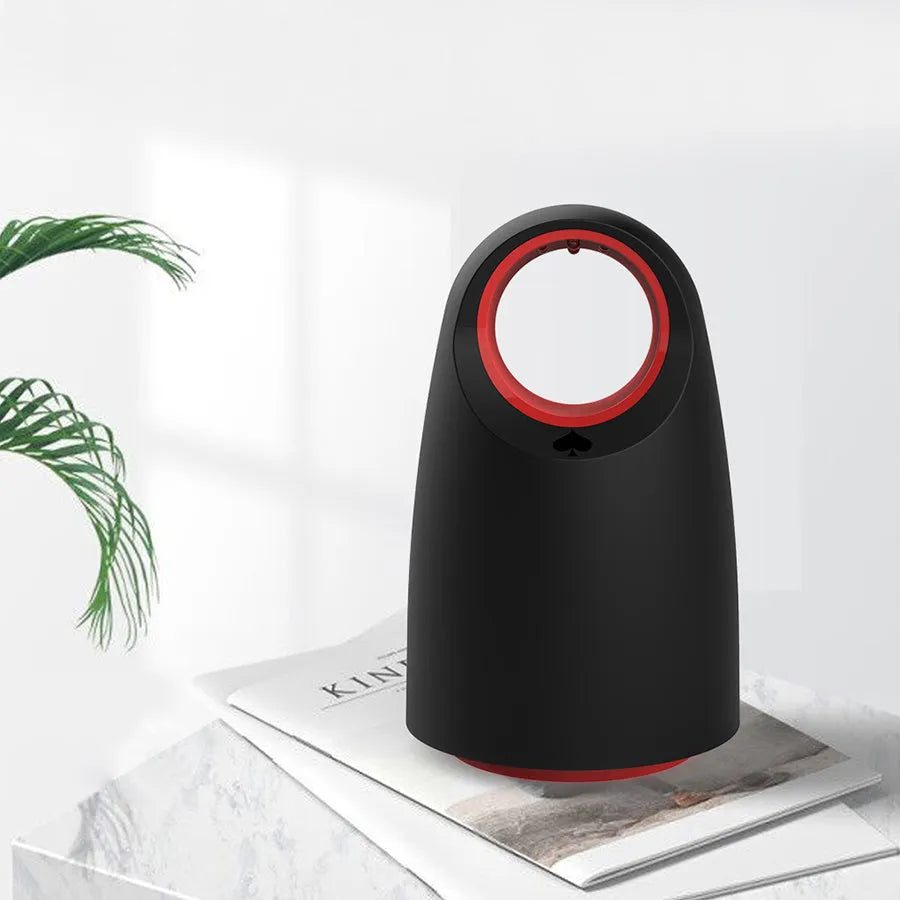 Black or white compact square mosquito killer with USB cable and mesh insect container.