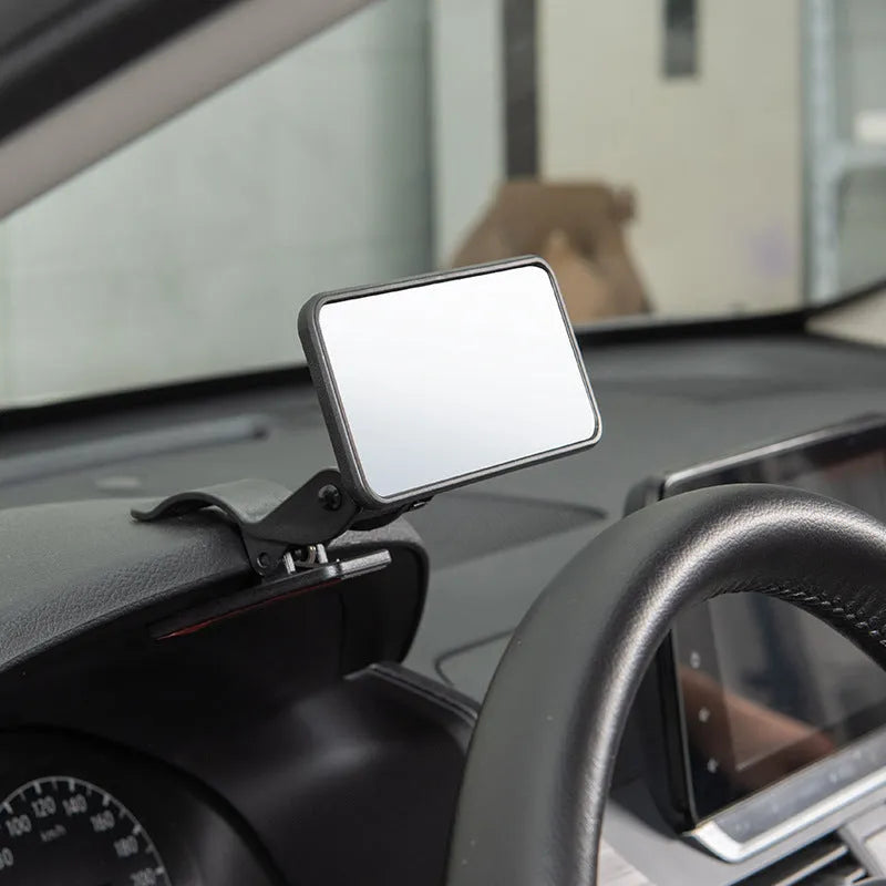 Square 120 x 60mm chrome car rearview mirror with press suction cup for baby rear seat monitoring