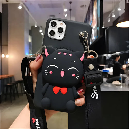 Cartoon camouflage silicone wallet case for Huawei smartphones in six colour options