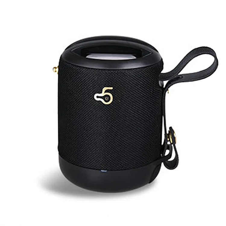 Small waterproof portable Bluetooth speaker in multiple colours with a carry strap.