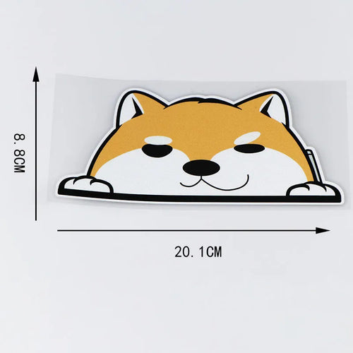 Cartoon Chai dog peeping window PVC car sticker in four colour options on a car window