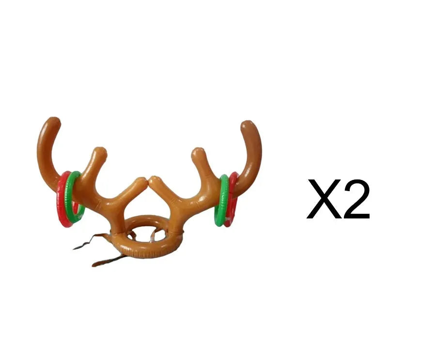 Inflatable reindeer antler hat ring toss game with 80cm antlers and 20cm PVC throwing rings for Christmas party