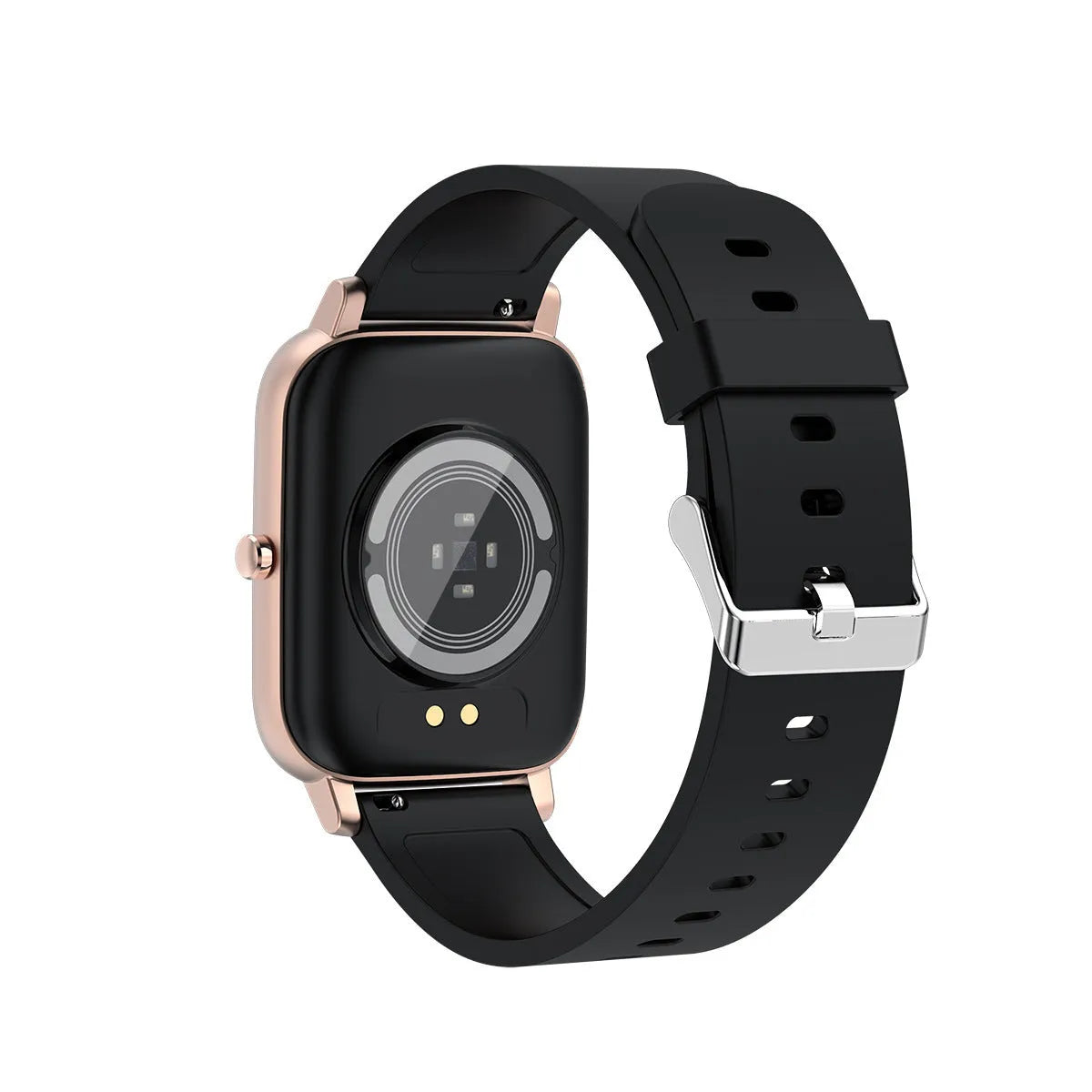 H80 smartwatch with black silicone strap showing ECG and heart rate data on its 1.69-inch screen.