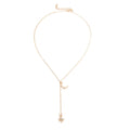 Gold alloy women's moon sun necklace with snake bone chain