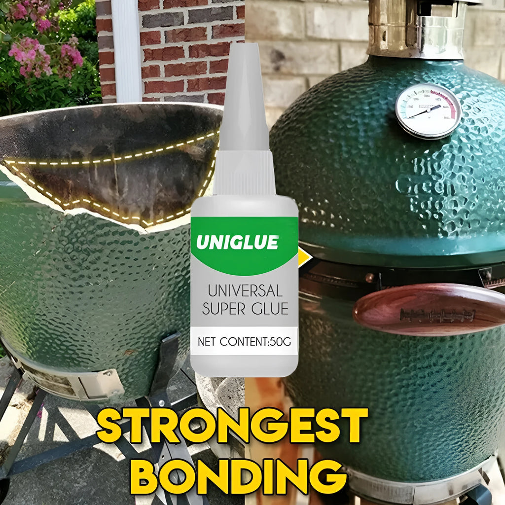 Uniglue Universal Super Glue tube with pin-point nozzle for crack repair, 30g and 50g sizes