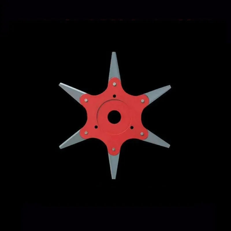 Multi-leaf cast steel mowing head blades with red six-leaf lightweight knife on grass trimmer