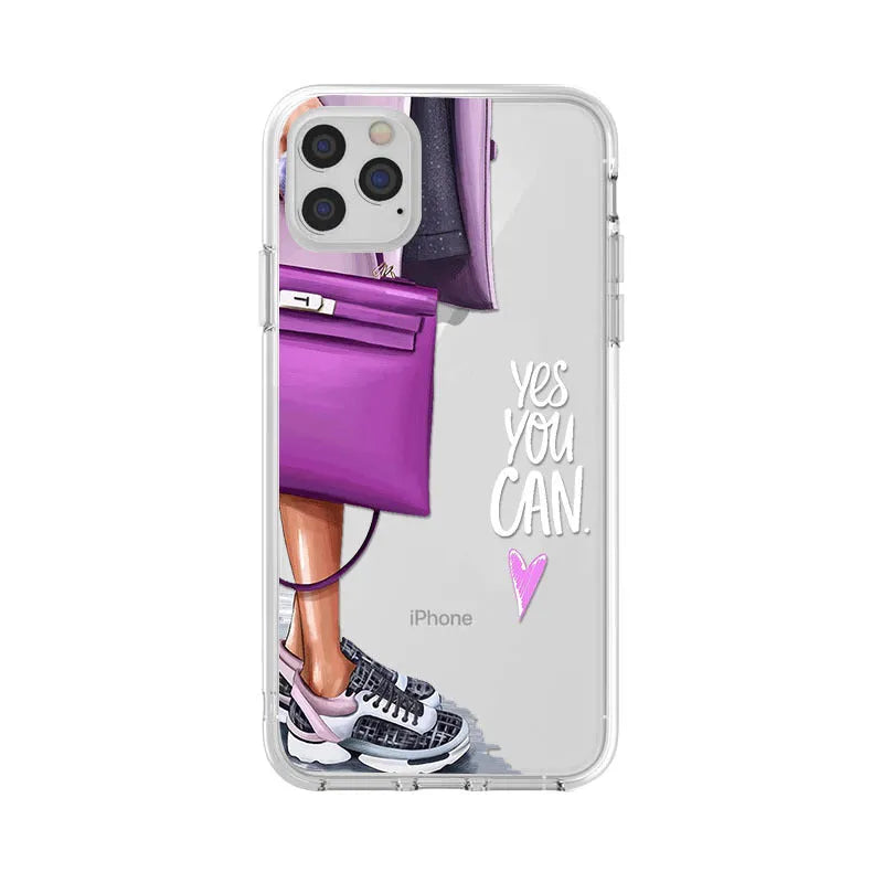 Ladies TPU phone case with painted Europe and America style, back cover protector for iPhone and selected Huawei Samsung models