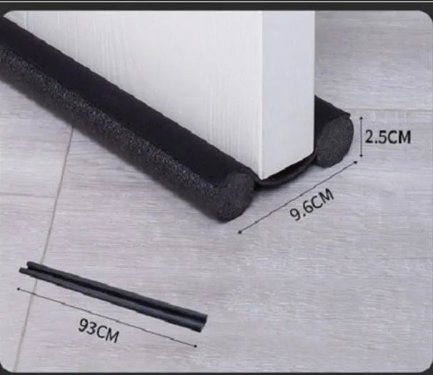 Flexible door bottom sealing strip in white and brown, 65g, 21x15x6.5cm, on hard floor