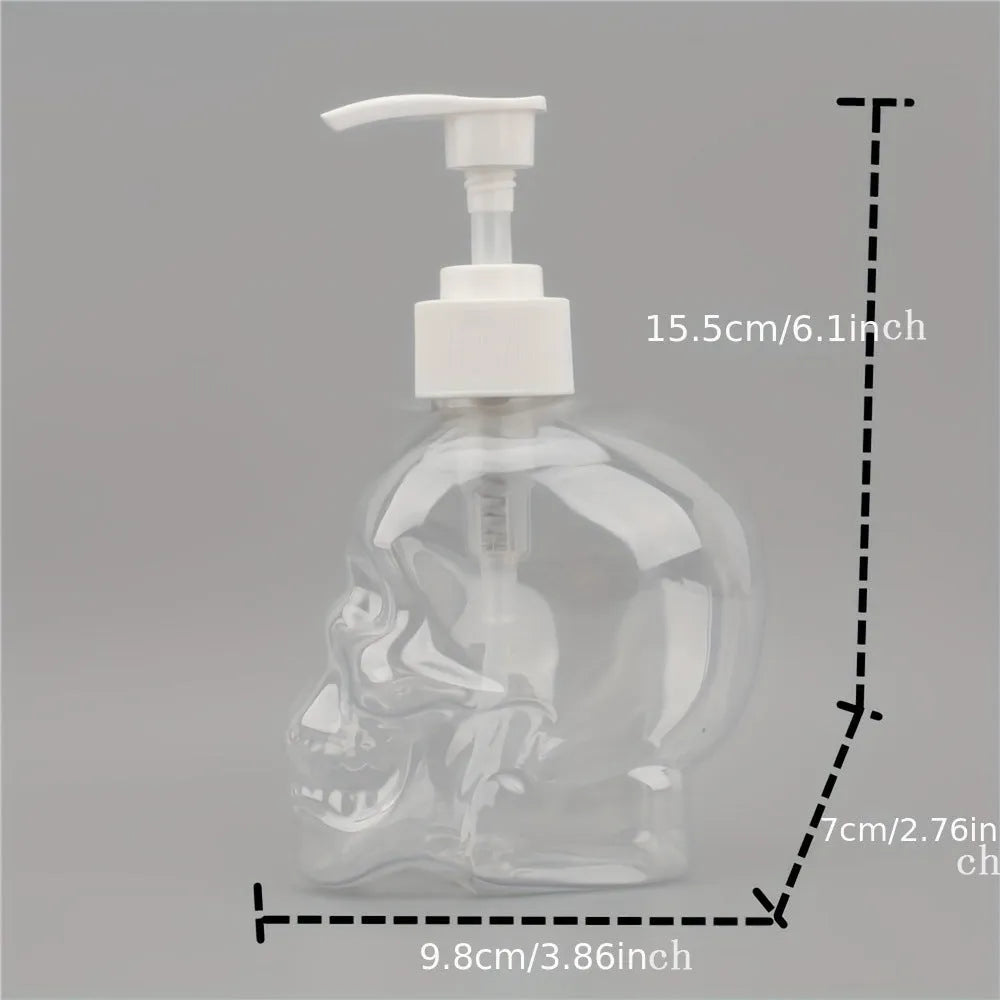Creative skull hand sanitizer bottle 350ml plastic dispenser in white finish on countertop