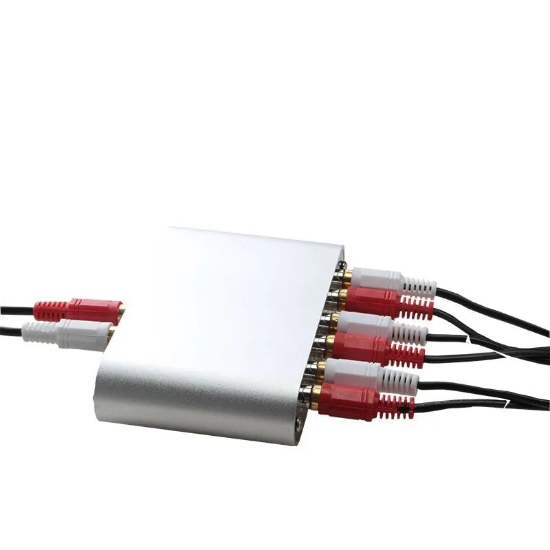 Silver HIFI audio source switch unit with front button and remote control for 3 in 1 out routing