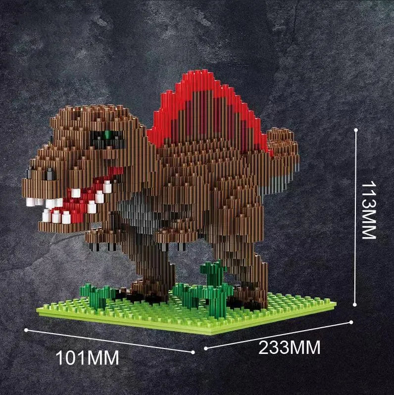 Dinosaur model building blocks set with small diamond particles in colour box packaging