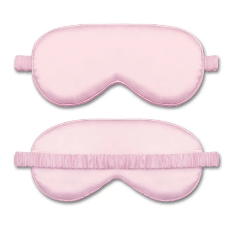Rayon satin double-sided sleep mask in a selection of solid colours on a white background.