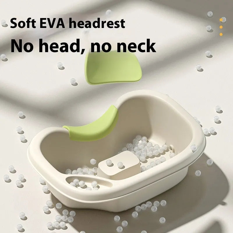 Plastic shampoo basin with neck pillow and water pump system for lying down hair washing