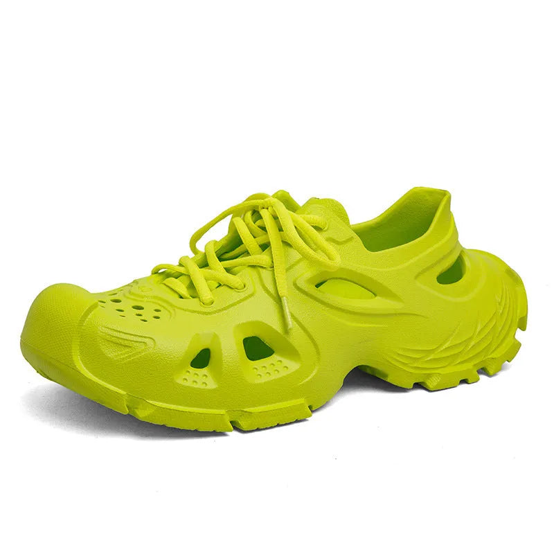 Men's non-slip lace-up sports sandals with EVA upper and injection moulded EVA sole, round toe, mid heel 3-5cm