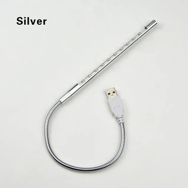 Spiral aluminium alloy USB LED night light in six colour options with 420mm length