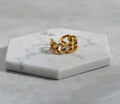 Geometric aluminium alloy fashion ring chain adjustable opening gold finish