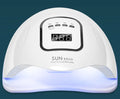 White nail polish dryer lamp with 45 LED/UV beads inside the curing chamber.