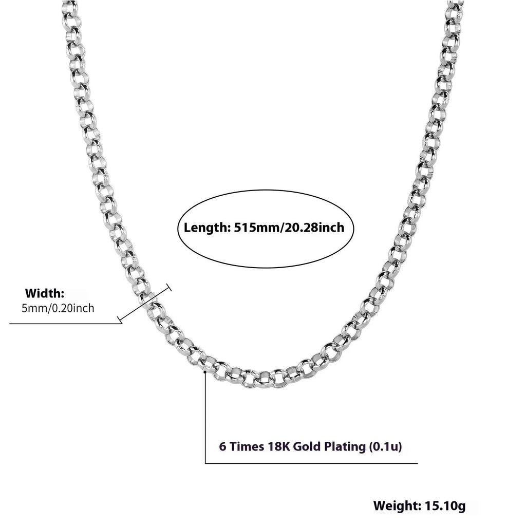 Silver stainless steel men's punk ring buckle necklace with O-ring chain and copper zircon pendant on dark background