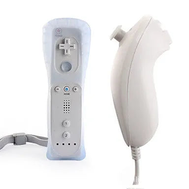 Wii left and right gamepad controllers in multiple colours with rubber sleeve and hand strap.