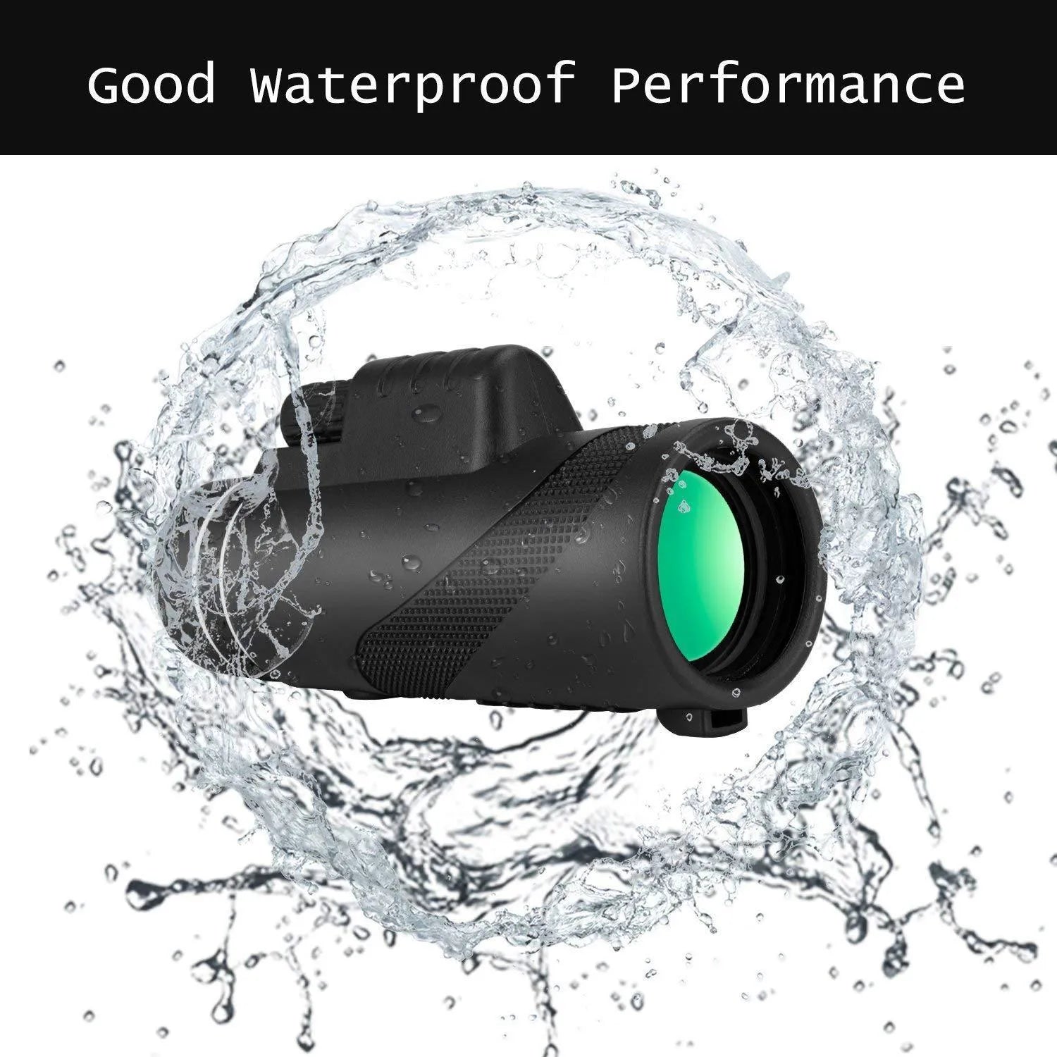Black HD 40x60 cellphone telescope monocular with lens caps, showing its 144mm length.